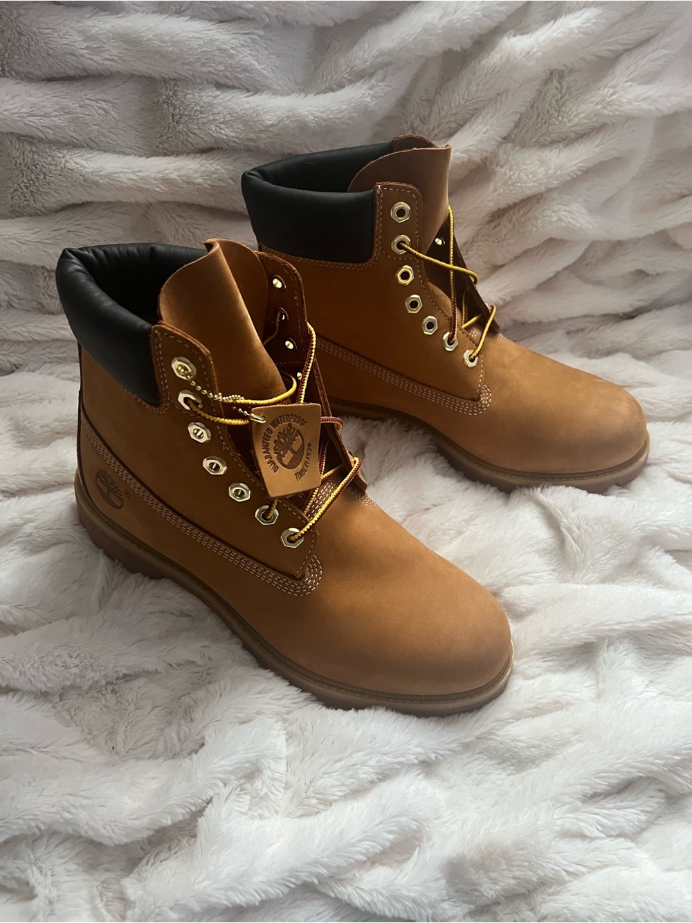 Timberland Wheat Nubuck Boots with Black Padded Collar